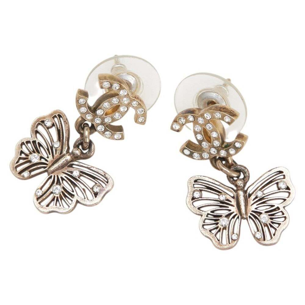 CHANEL Gold Logo Earrings